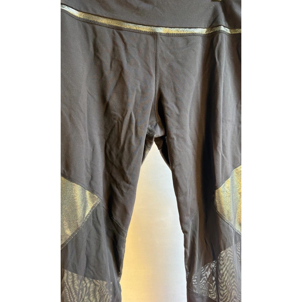 JoyLab Metallic Mesh Leggings Black Silve Shimmer Workout Pants Women's Size XXL